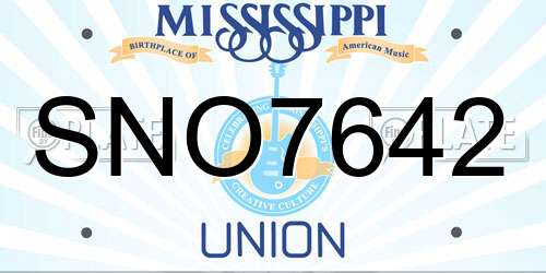 SNO7642 Mississippi License Plate
