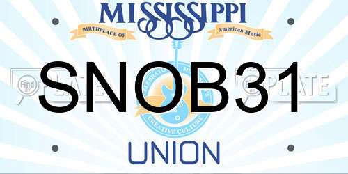 SNOB31 Mississippi License Plate