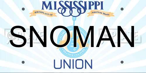 SNOMAN Mississippi License Plate