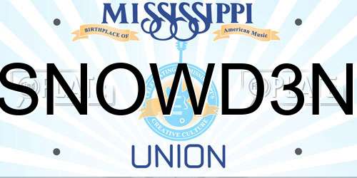 SNOWD3N Mississippi License Plate