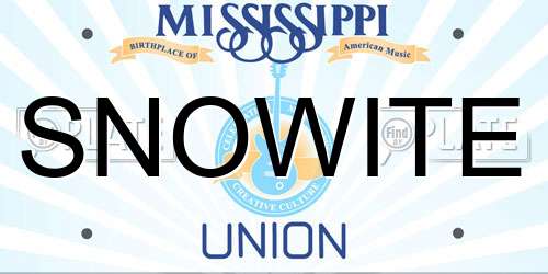 SNOWITE Mississippi License Plate