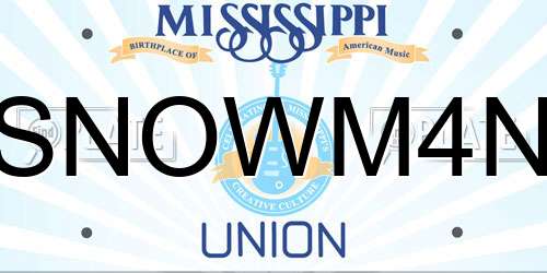 SNOWM4N Mississippi License Plate