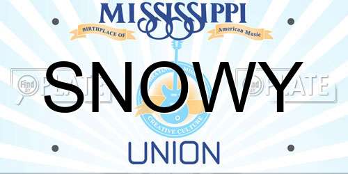 SNOWY Mississippi License Plate