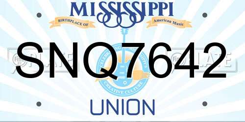 SNQ7642 Mississippi License Plate