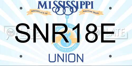 SNR18E Mississippi License Plate