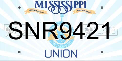 SNR9421 Mississippi License Plate