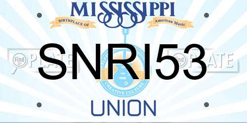 SNRI53 Mississippi License Plate