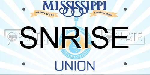 SNRISE Mississippi License Plate