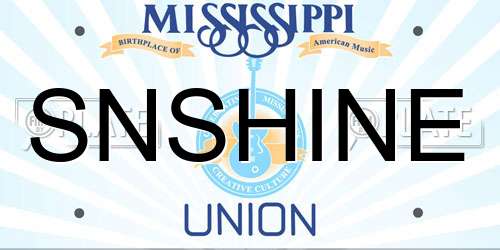 SNSHINE Mississippi License Plate