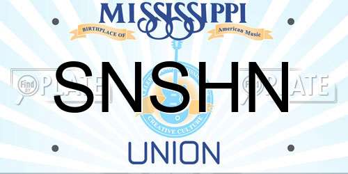 SNSHN Mississippi License Plate
