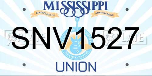 SNV1527 Mississippi License Plate