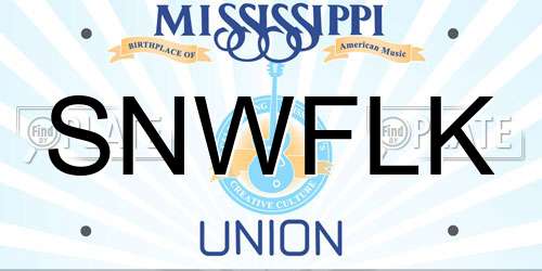 SNWFLK Mississippi License Plate