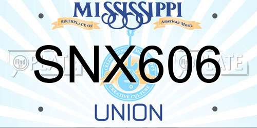 SNX606 Mississippi License Plate