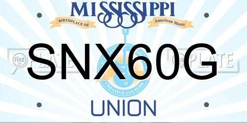 SNX60G Mississippi License Plate