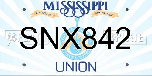 SNX842 Mississippi License Plate