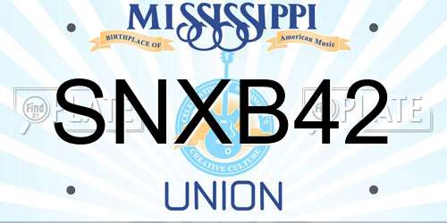 SNXB42 Mississippi License Plate