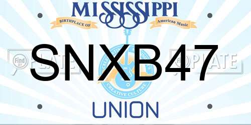 SNXB47 Mississippi License Plate
