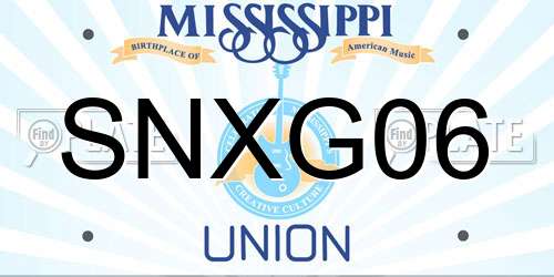 SNXG06 Mississippi License Plate