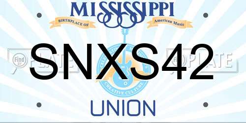 SNXS42 Mississippi License Plate