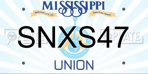 SNXS47 Mississippi License Plate