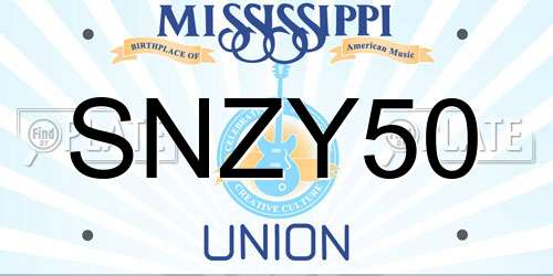 SNZY50 Mississippi License Plate