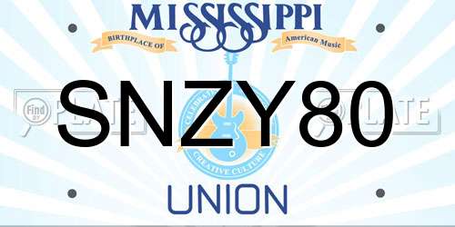 SNZY80 Mississippi License Plate