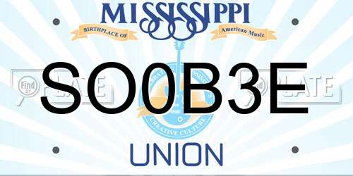 SO0B3E Mississippi License Plate