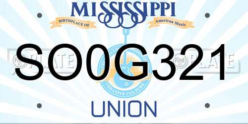 SO0G321 Mississippi License Plate