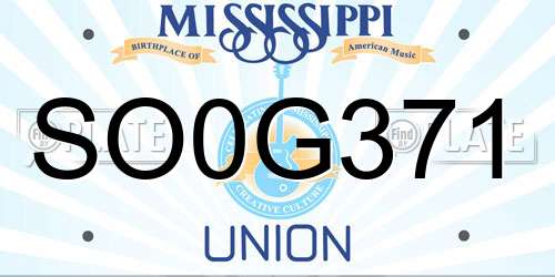 SO0G371 Mississippi License Plate