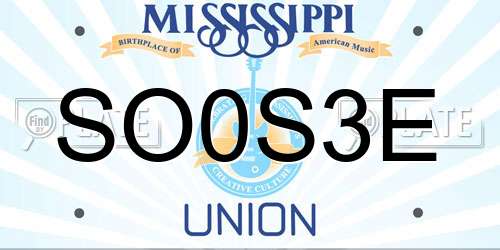 SO0S3E Mississippi License Plate