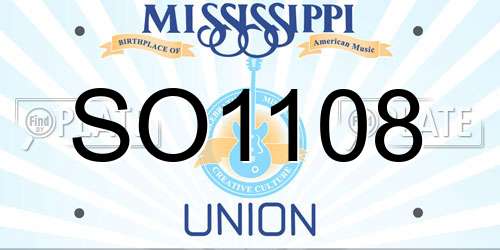 SO1108 Mississippi License Plate