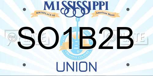SO1B2B Mississippi License Plate