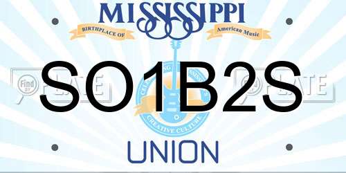 SO1B2S Mississippi License Plate