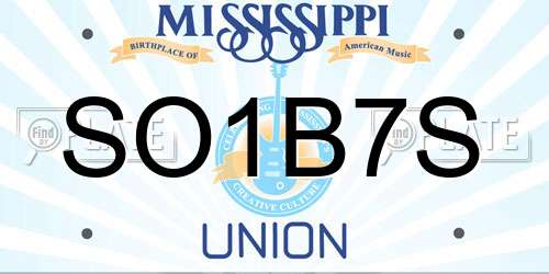 SO1B7S Mississippi License Plate