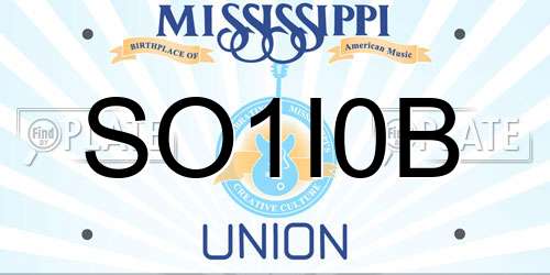SO1I0B Mississippi License Plate