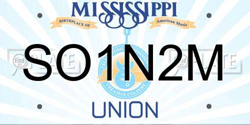 SO1N2M Mississippi License Plate
