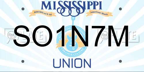 SO1N7M Mississippi License Plate