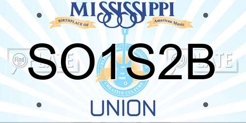 SO1S2B Mississippi License Plate