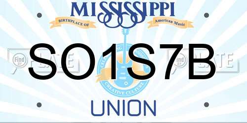 SO1S7B Mississippi License Plate