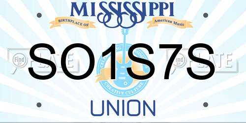 SO1S7S Mississippi License Plate