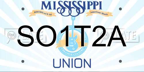 SO1T2A Mississippi License Plate