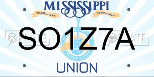 SO1Z7A Mississippi License Plate