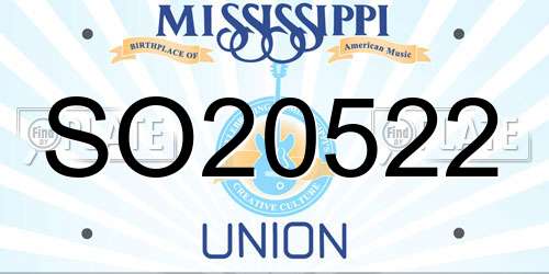SO20522 Mississippi License Plate