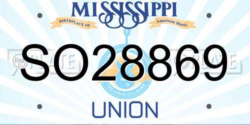 SO28869 Mississippi License Plate