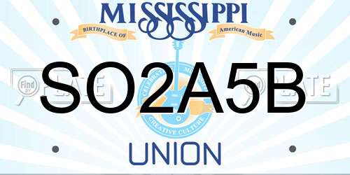 SO2A5B Mississippi License Plate