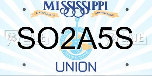 SO2A5S Mississippi License Plate