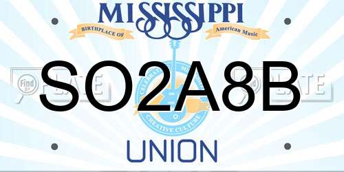 SO2A8B Mississippi License Plate