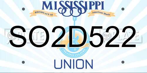 SO2D522 Mississippi License Plate
