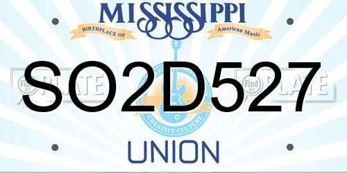 SO2D527 Mississippi License Plate