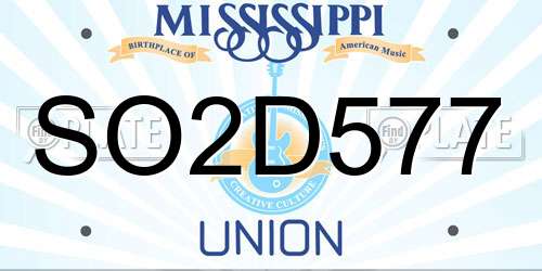 SO2D577 Mississippi License Plate
